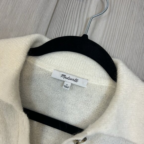 Madewell Women's Carrabelle Polo Cardigan Sweater Small NB396 Ivory - Picture 4 of 11